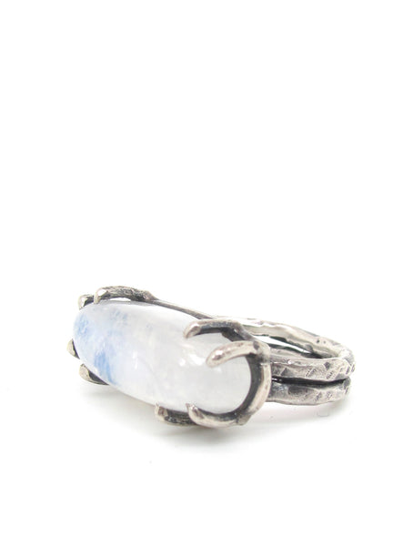 Horizontal Oval Shaped Moonstone Ring