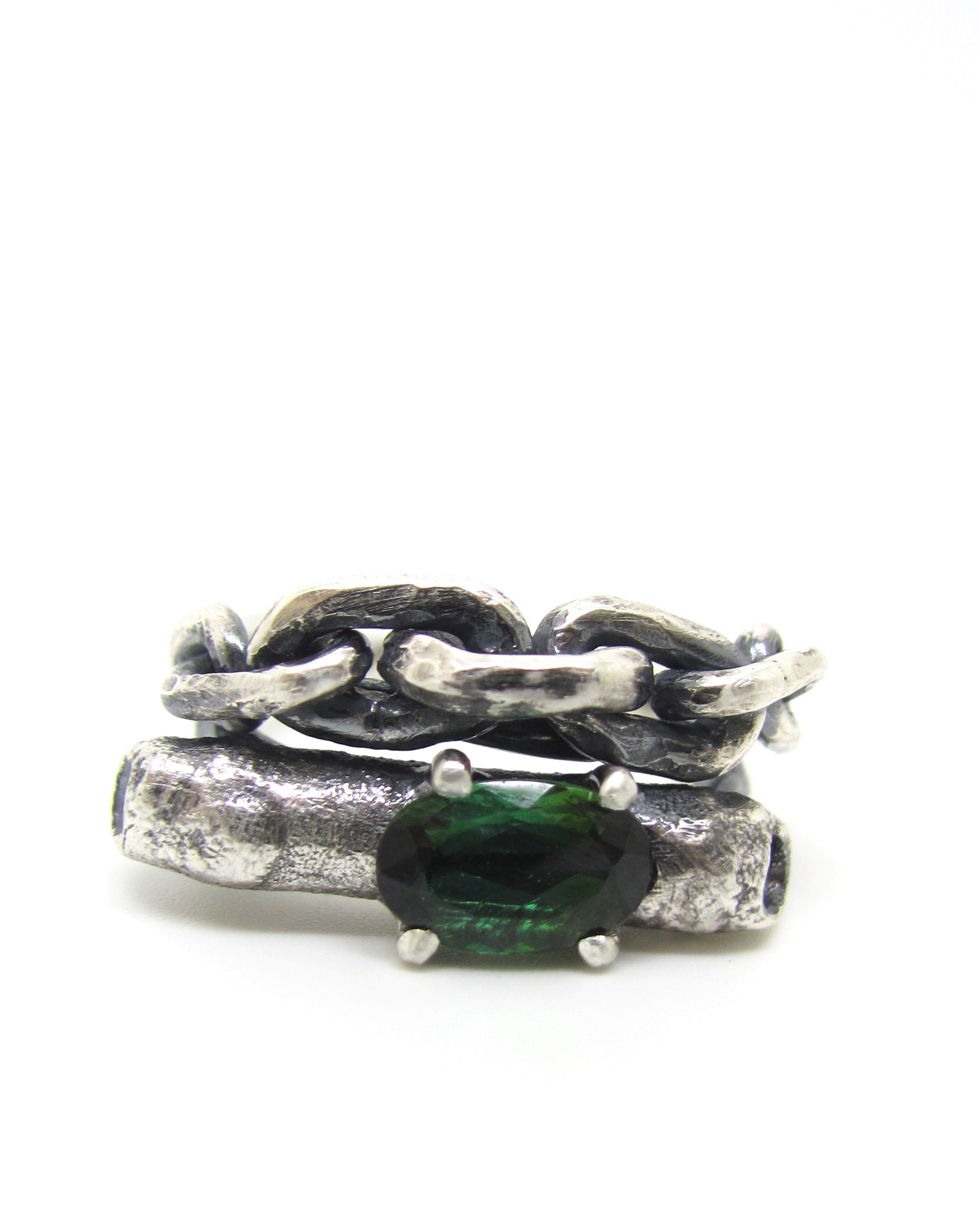 Woodland Decay Ring with Chain Band