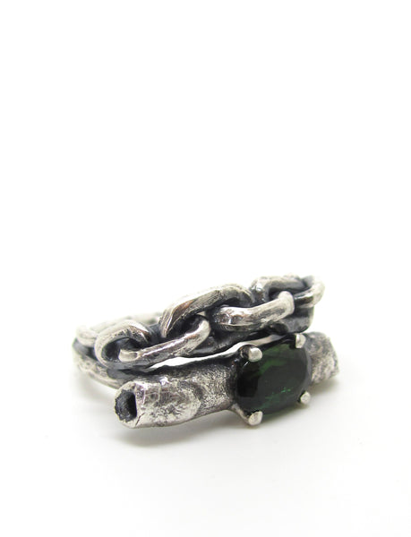 Woodland Decay Ring with Chain Band