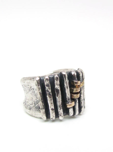 Hammered Lines with Gold Wraps Ring