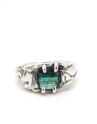 Embedded Teal Tourmaline Ring